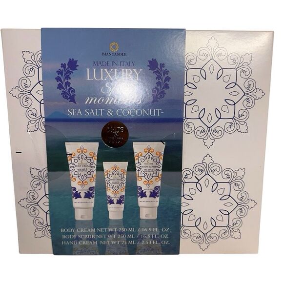 Biancasole Luxury Spa Moments Body Hand Cream Scrub Set Sea Salt & Coconut NWOT - Picture 6 of 8
